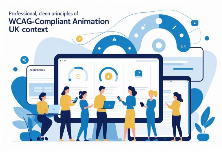 People using digital devices with smooth animations and accessibility features highlighted in a professional setting.